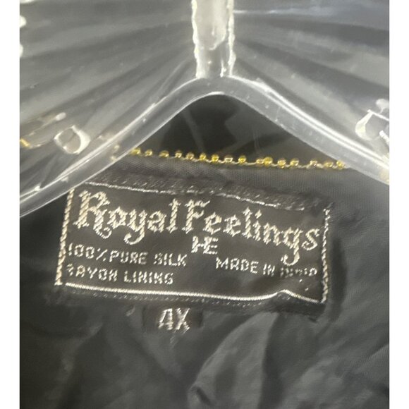Vintage Royal Feelings Sequin Top Gold Black 4X 100% Silk Short Sleeve 1970's - Picture 3 of 6
